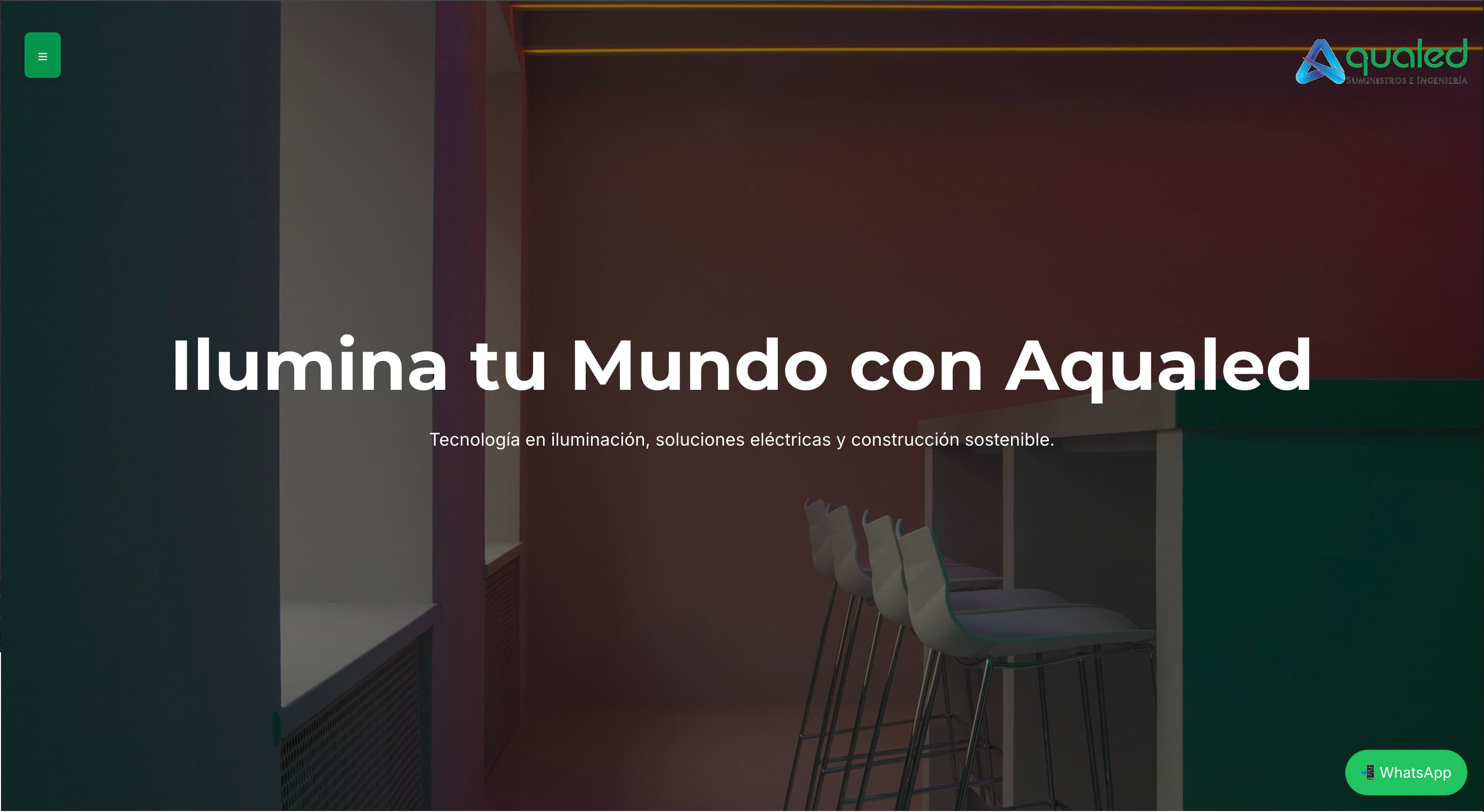 Página de inicio del sitio web de Aqualed